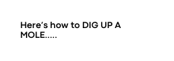 Here s how to DIG UP A MOLE